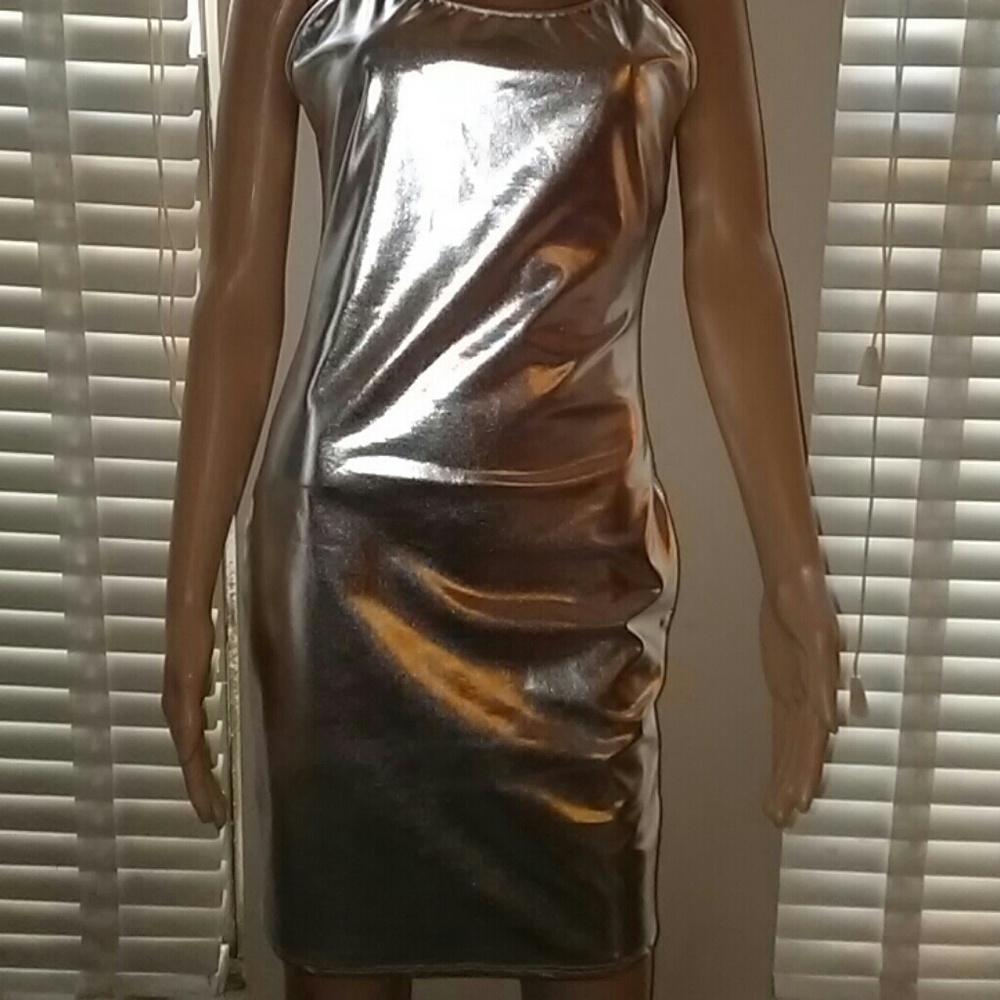 Sexy Silver skin tight bodycon dress